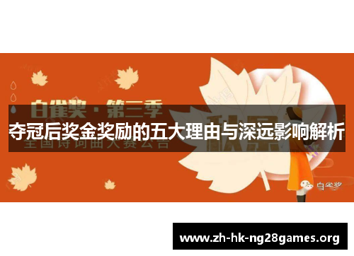 夺冠后奖金奖励的五大理由与深远影响解析