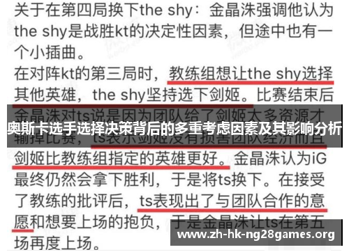奥斯卡选手选择决策背后的多重考虑因素及其影响分析