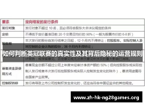 如何判断英冠联赛的真实性及其背后隐秘的运营规则 如何判断英冠联赛的真实性及其背后隐秘的运营规则